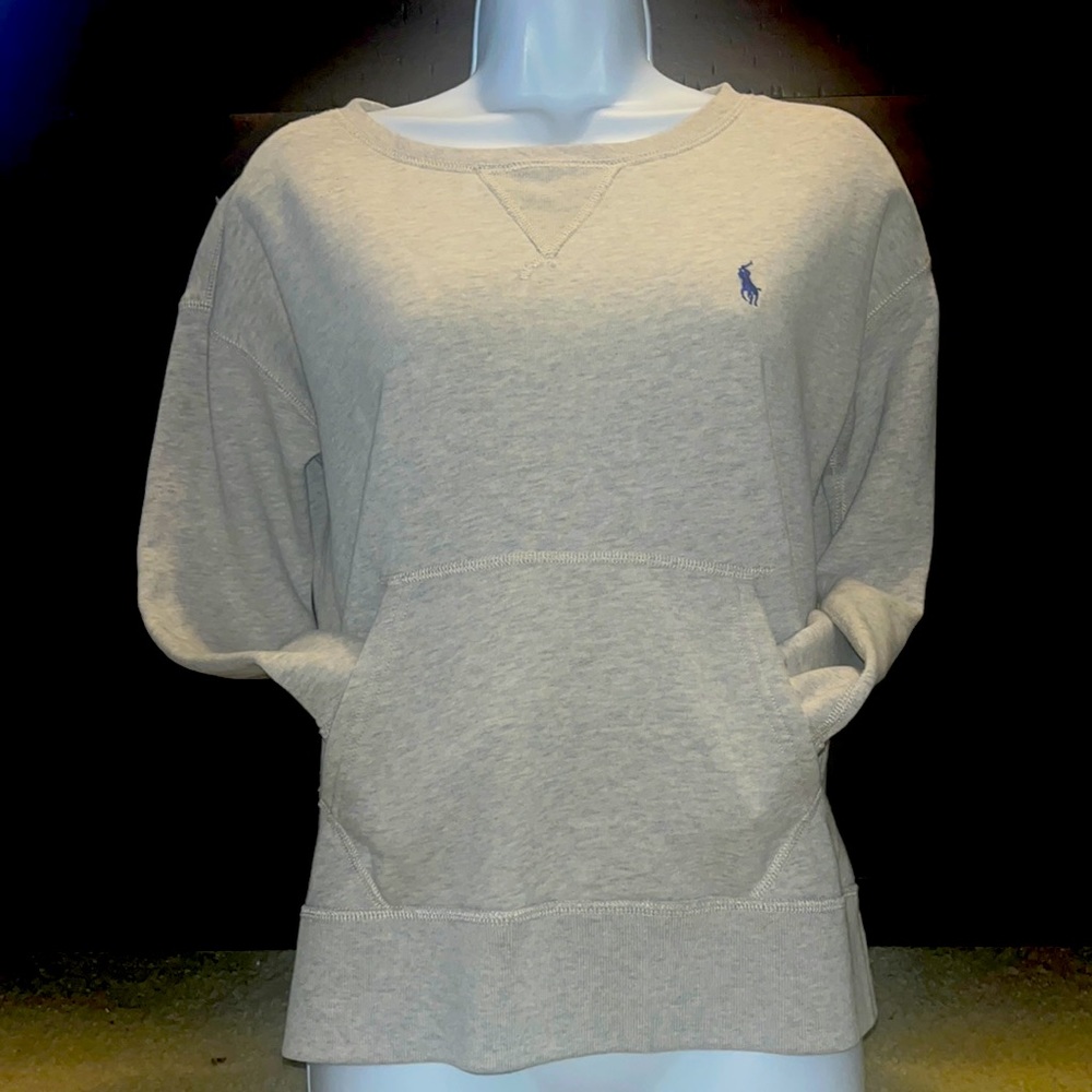 ONLY WORN ONCE!!! Women’s gray crew neck Polo sweatshirt. Size xsmall!